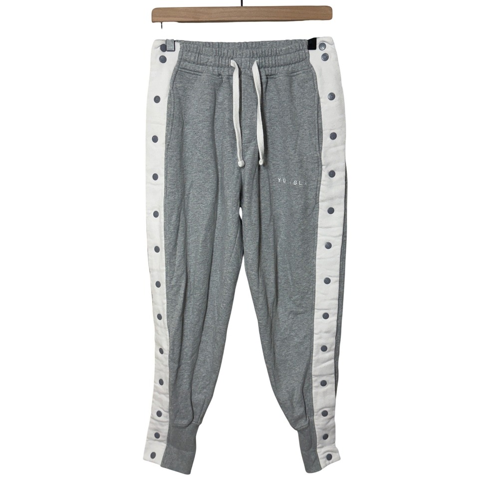 YOUNGLA Men's Grey Snap Button Rip Away Track Pants Size Medium‎ Athleisure